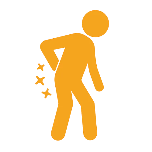 Person bent over holding lower back icon representing chronic pain