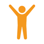Person standing with arms raised symbolising empowerment