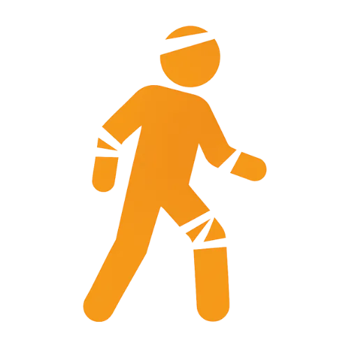 Person with bandages icon representing injury management
