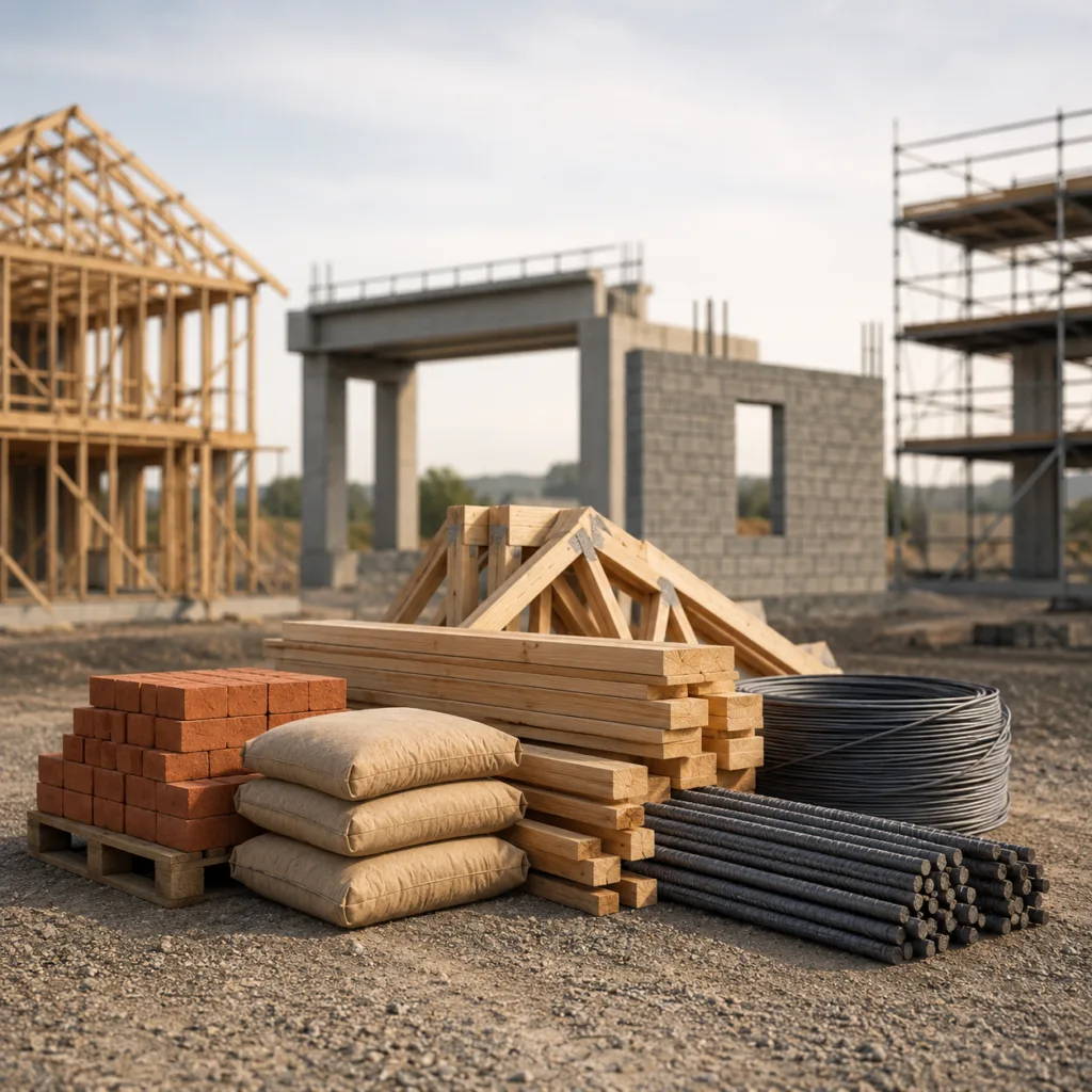 Building materials at a construction site used as a metaphor for collagen absorption and tissue-specific collagen synthesis.
